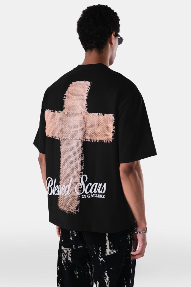 TRICOU OVERSIZE BLESSED SCARS – BLACK CROSS EDITION TSAS481(HG265) (MĂRIME: M)