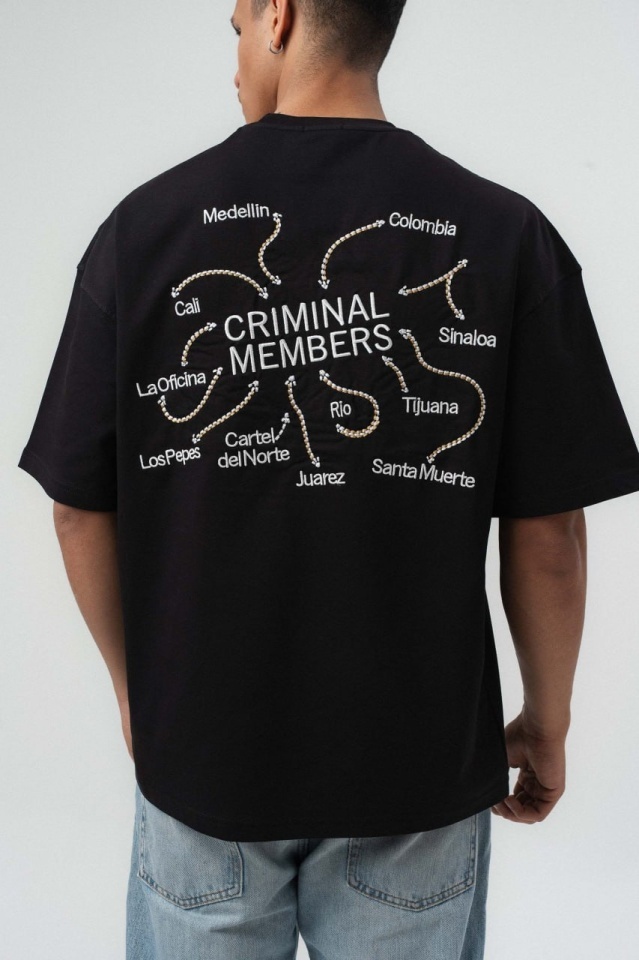 TRICOU OVERSIZE CRIMINAL MEMBERS – BLACK TSES10(238) (MĂRIME: XL)