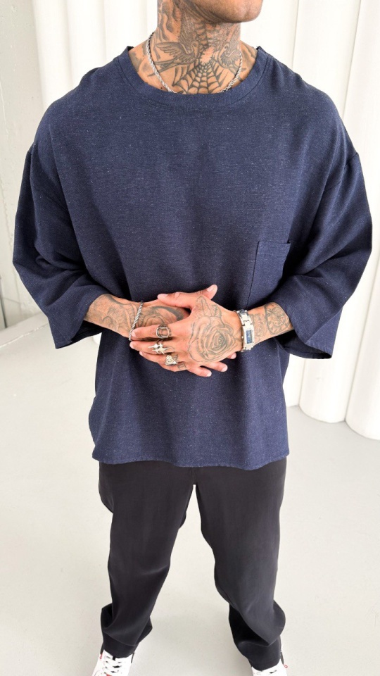 TRICOU OVERSIZE DIN IN NAVY-BLUE TSMH19(M25-06) (MĂRIME: M)