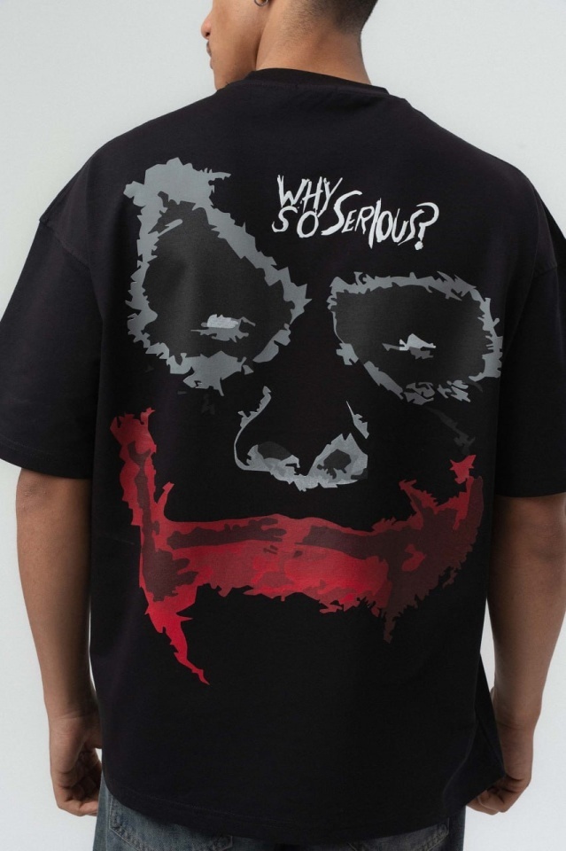 TRICOU OVERSIZE WHY SO SERIOUS – BLACK TSES12(251) (MĂRIME: L)