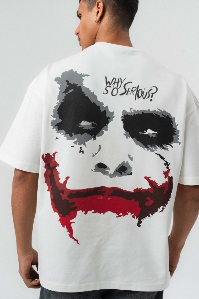TRICOU OVERSIZE WHY SO SERIOUS – WHITE TSES11(251) (MĂRIME: L)