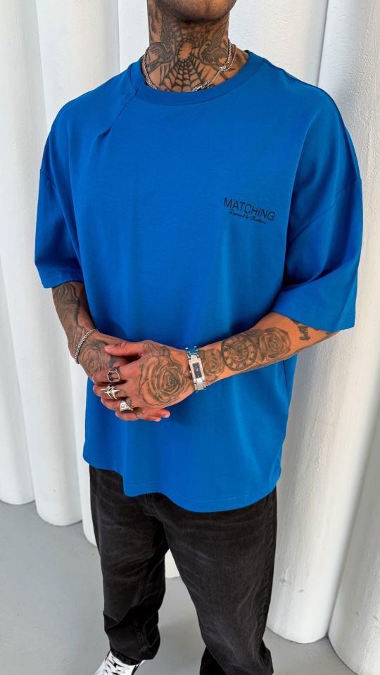 TRICOU OVERSIZE ZIGZAG BLUE TSMH11(M25-41) (MĂRIME: M)