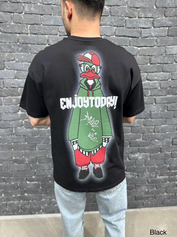 TRICOU OVERSIZED ENJOY BLACK TSAS434(24BRS-049) (MĂRIME: L)