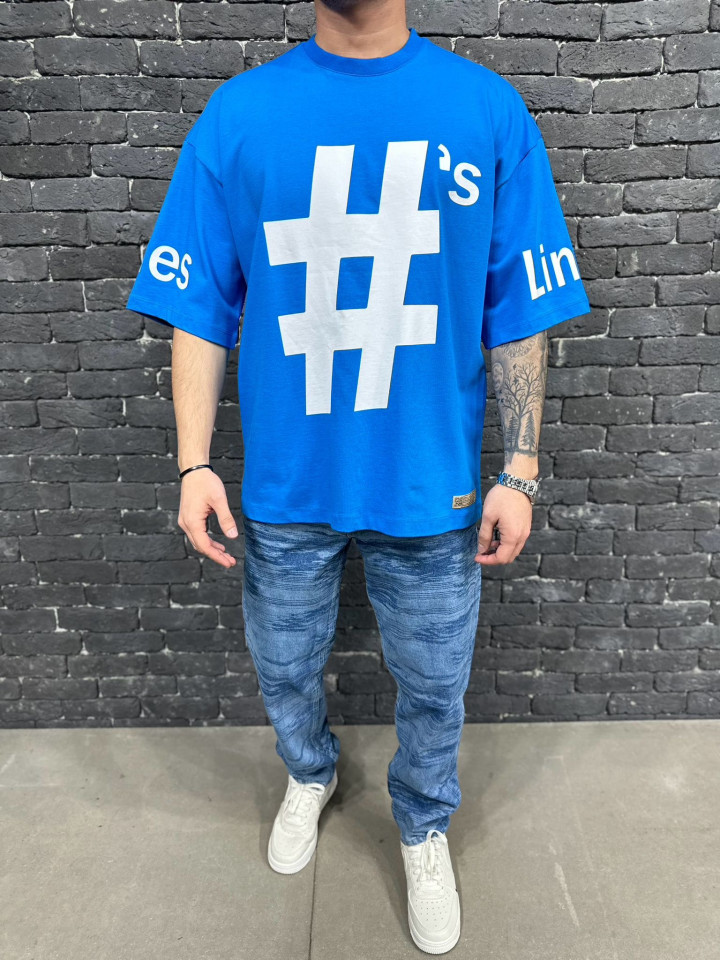 TRICOU OVERSIZED HASTAG SAX-BLUE TSAS441(6414) (MĂRIME: M)