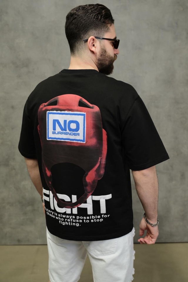 TRICOU OVERSIZED NO SURRENDER FIGHT BLACK TSAS476(HG263) (MĂRIME: XL)