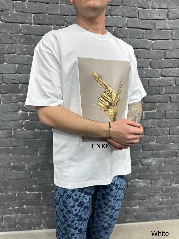 TRICOU OVERSIZED UNEFFECTED GOLD OFF-WHITE TSAS423(UN-106) (MĂRIME: M)