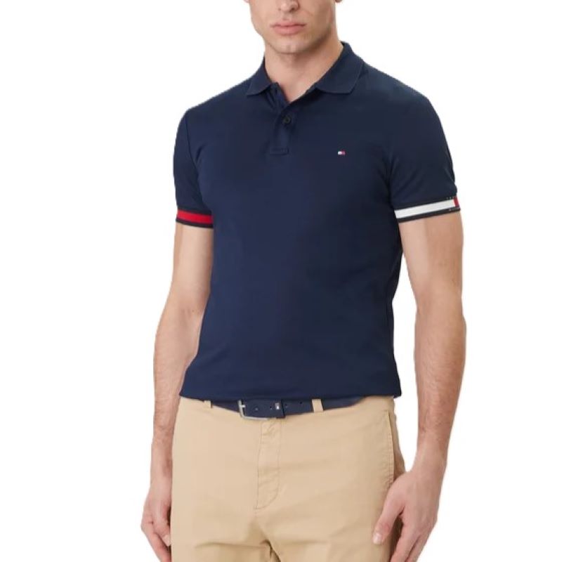 Tricou polo Tommy Hilfiger RWB CUFF LIQUID COTTON SLIM POLO - poza 1
