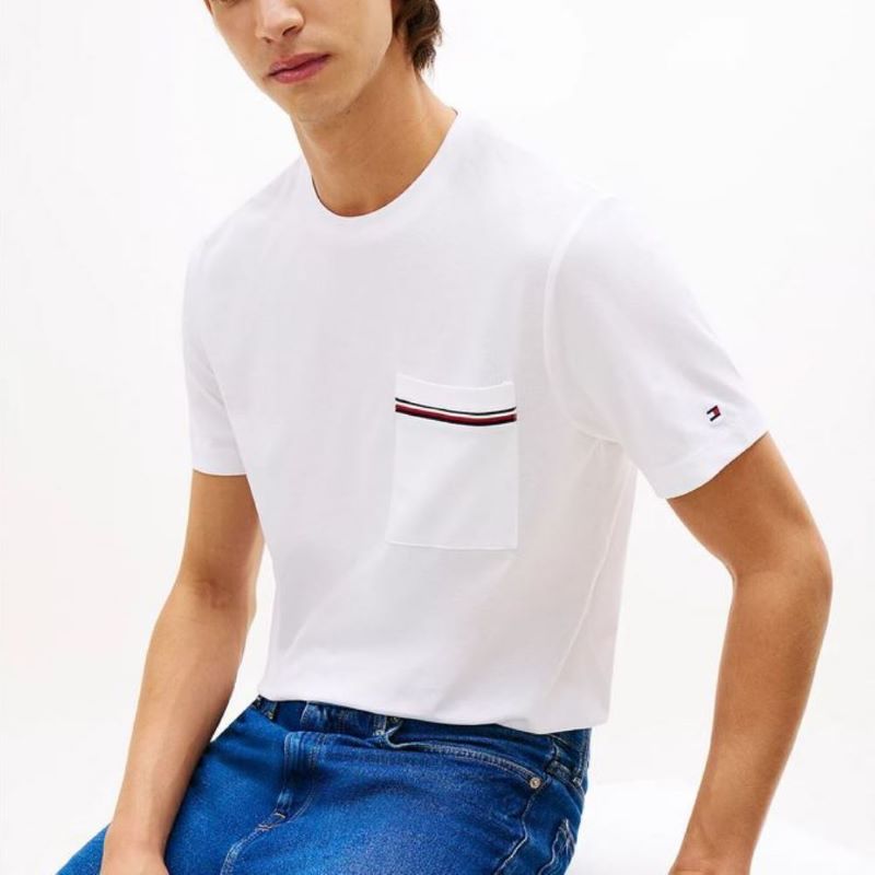 Tricou Tommy Hilfiger GLOBAL STRIPE PIQUE POCKET TEE - poza 3