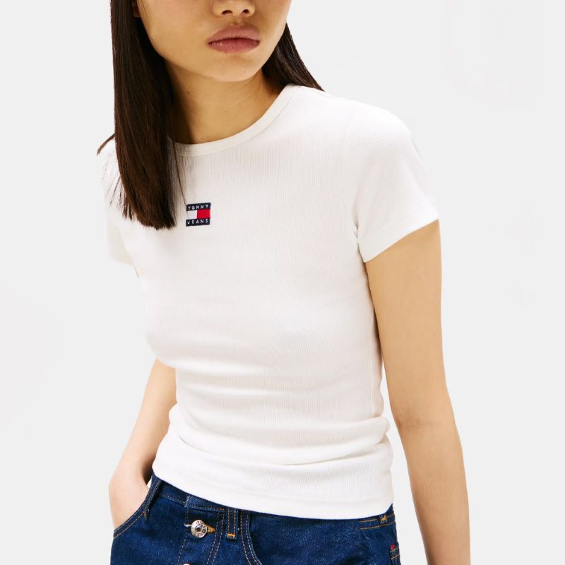 Tricou Tommy Hilfiger TJW SLIM BADGE RIB TEE - poza 3