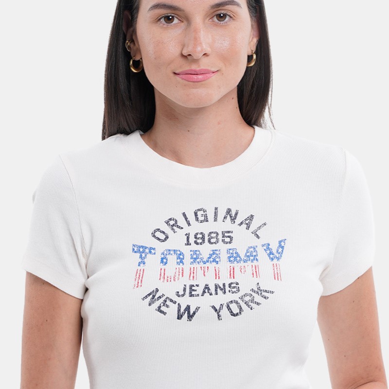 Tricou Tommy Hilfiger TJW SLIM SH TOMMY NY RIB TEE - poza 3