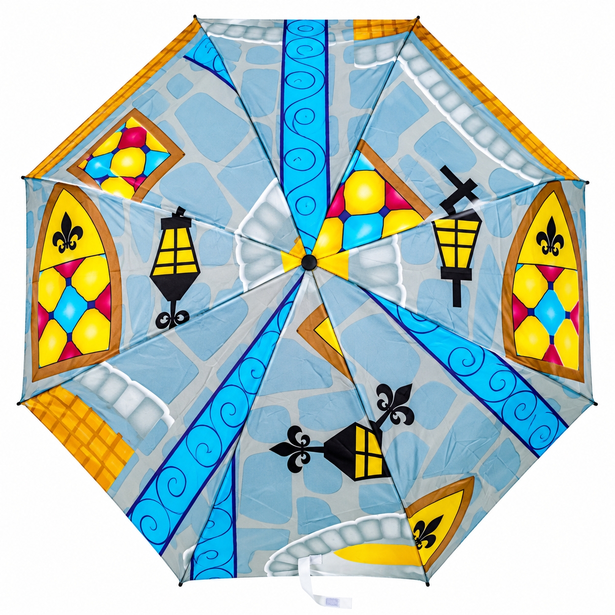 Umbrela pliabila pentru ploaie, 8 spite, diametru 97 cm, UMB074, Albastra cu imprimeu - poza 2