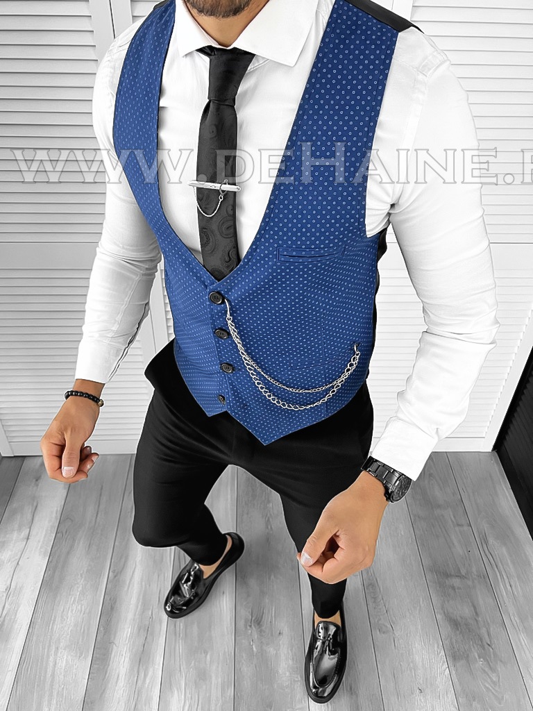 Vesta barbati eleganta slim fit albastra B8138 O1-4.2