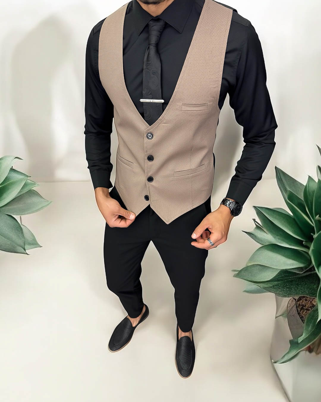 Vesta barbati eleganta slim fit bej 13257 M3-3.3