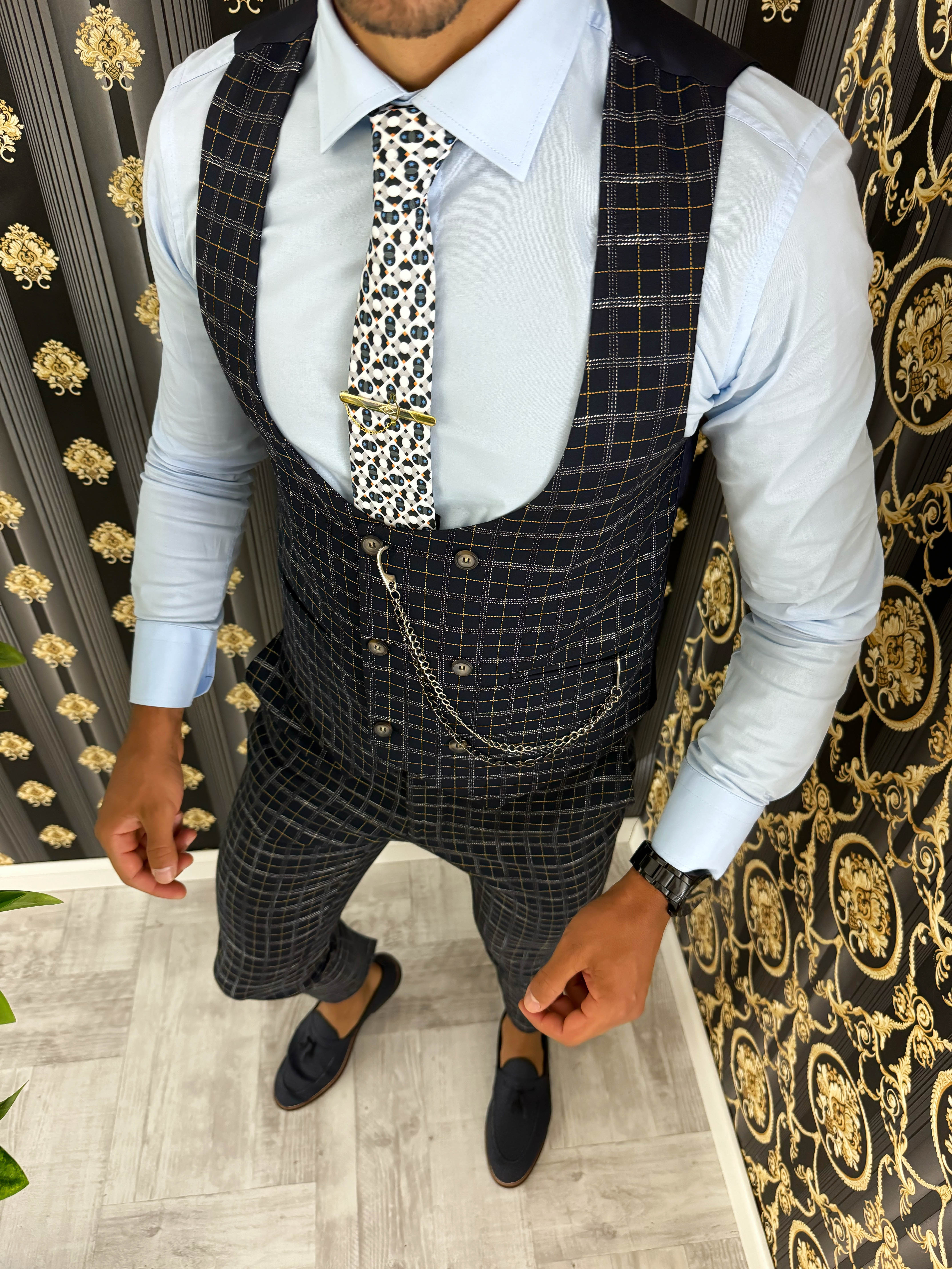 Vesta barbati eleganta slim fit bleumarin B1458 P20-2.1