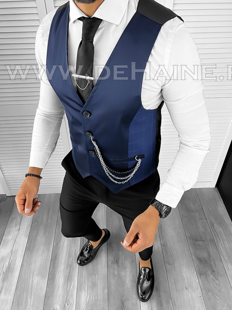 Vesta barbati eleganta slim fit bleumarin B8111 O1-4.2
