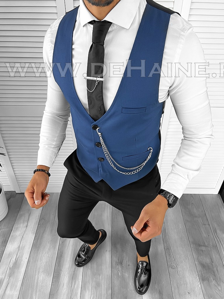 Vesta barbati eleganta slim fit bleumarin B8127 75-4 e