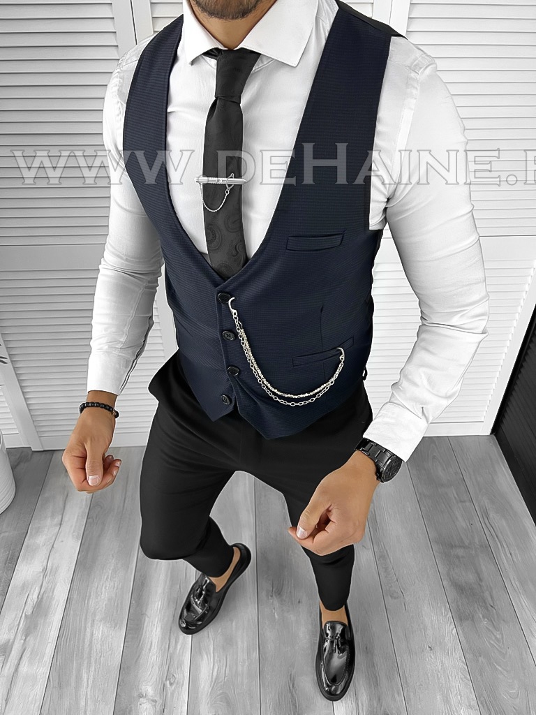 Vesta barbati eleganta slim fit bleumarin B8165 D13-4.3