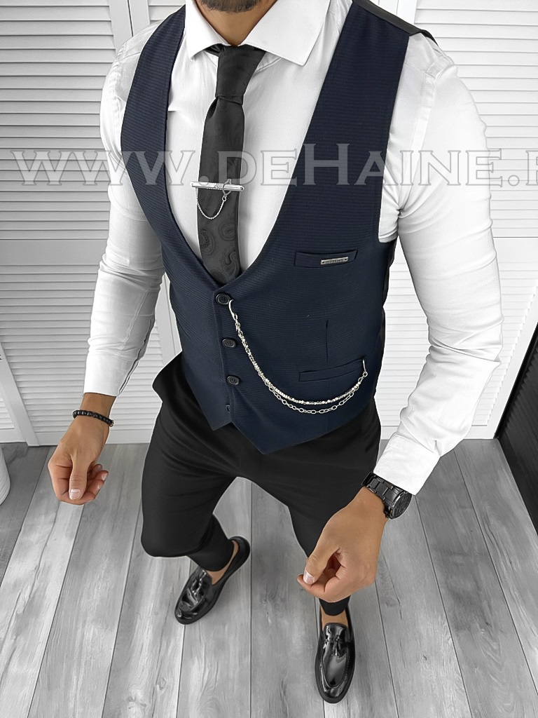 Vesta barbati eleganta slim fit bleumarin B8166 P19-3.2
