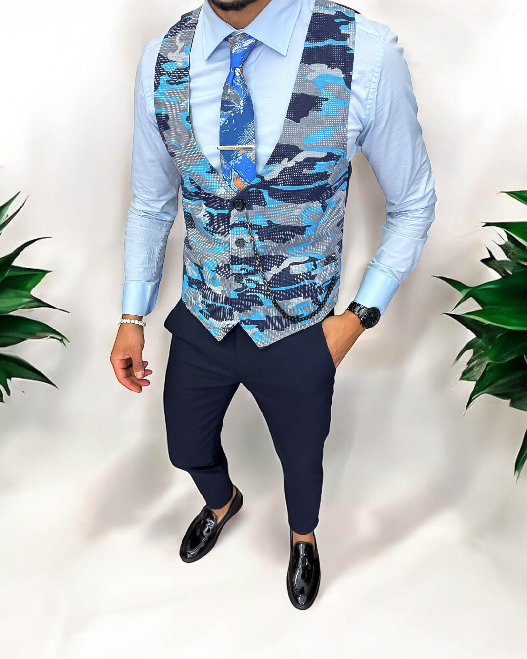 Vesta barbati eleganta slim fit camuflaj 13265