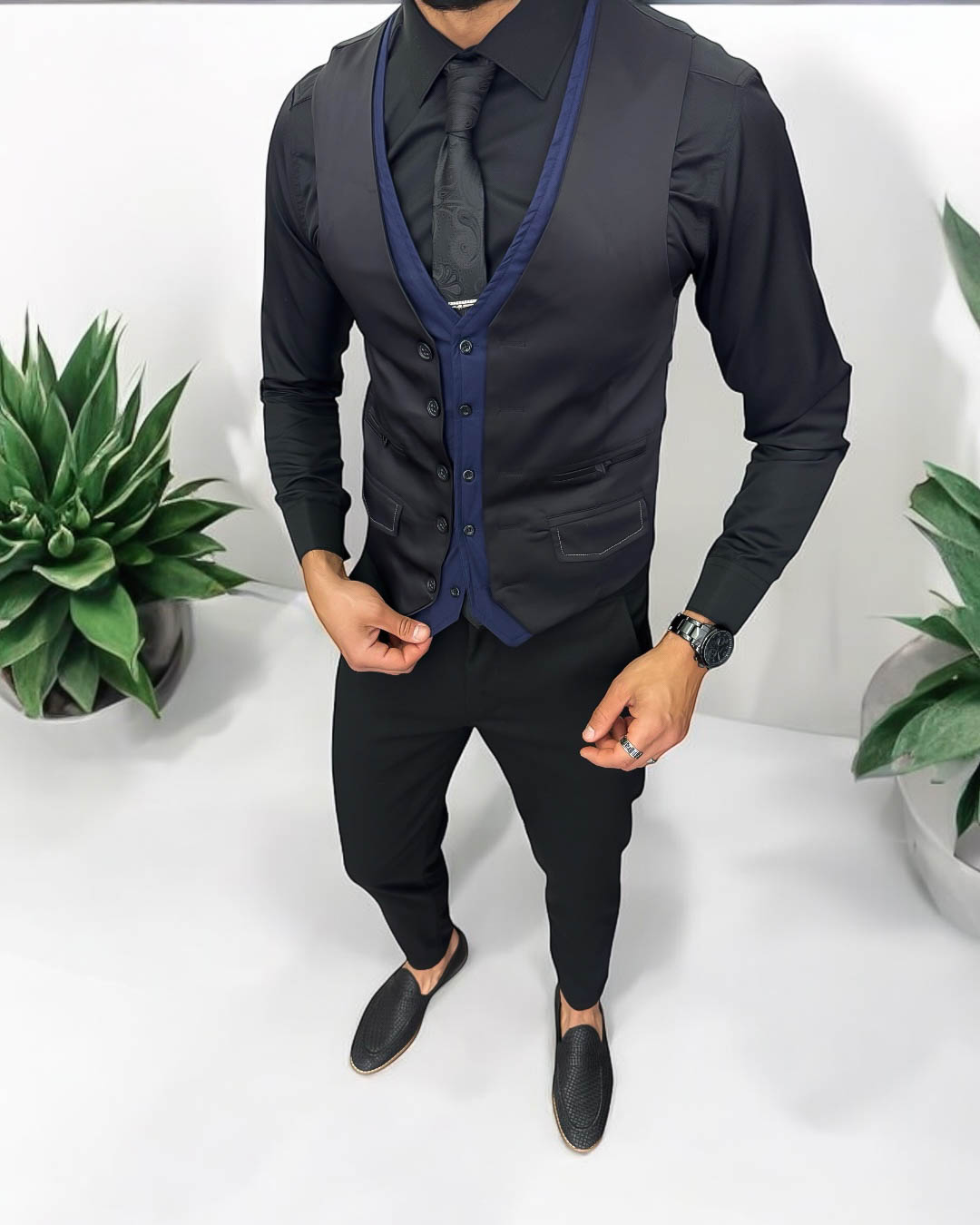 Vesta barbati eleganta slim fit neagra 13259 29-3.1