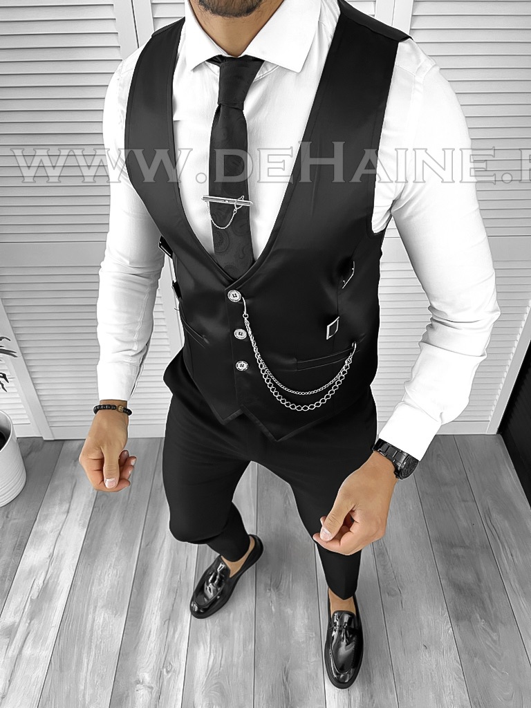Vesta barbati eleganta slim fit neagra B8084 Q1-4