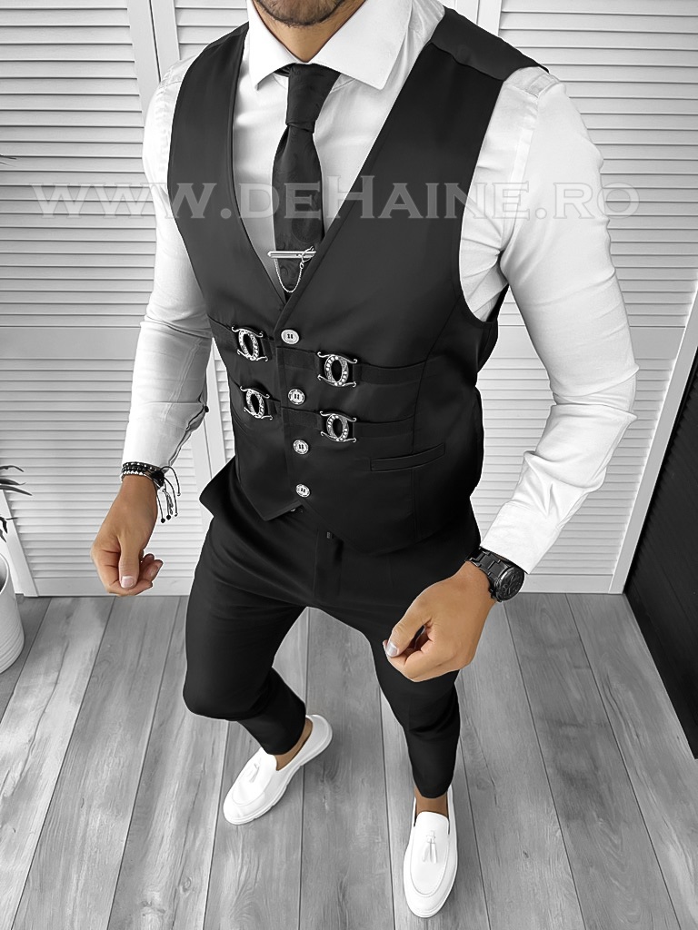 Vesta barbati eleganta slim fit neagra B8938 O5-4.3