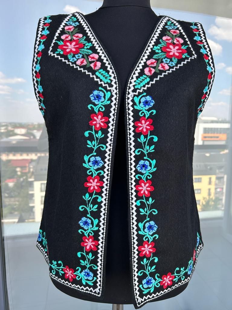 Vestă tradițională femei - motive florale TM433 - XXL