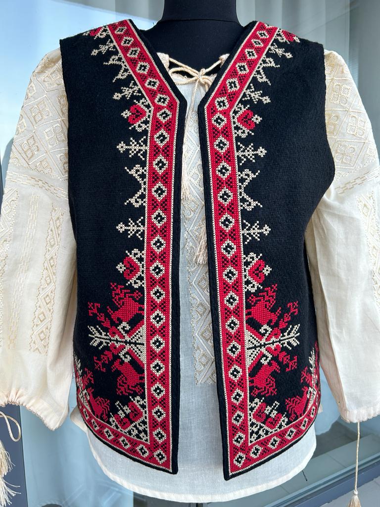 Vestă tradițională femei - motive geometrice TM420 - XXL