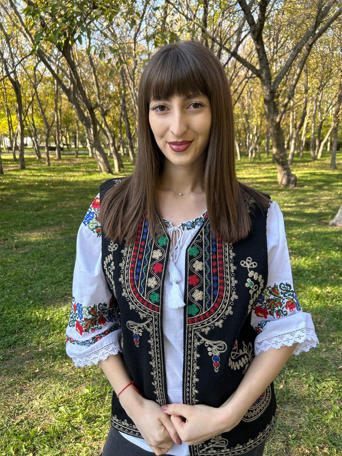 Vestă tradițională femei TM1547 motive geometrice - S