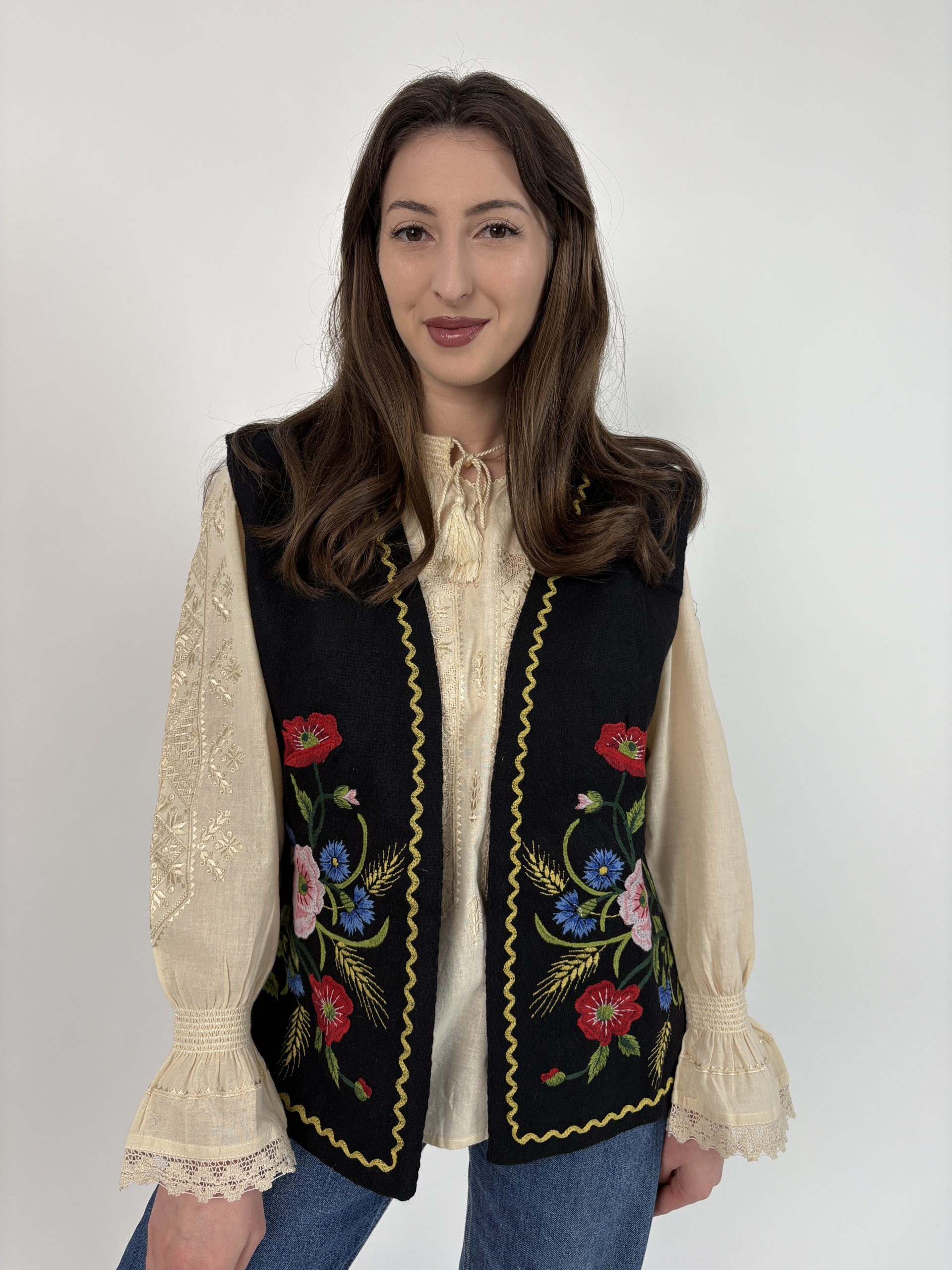 Vestă tradițională femei TM2200 *motive florale* - S