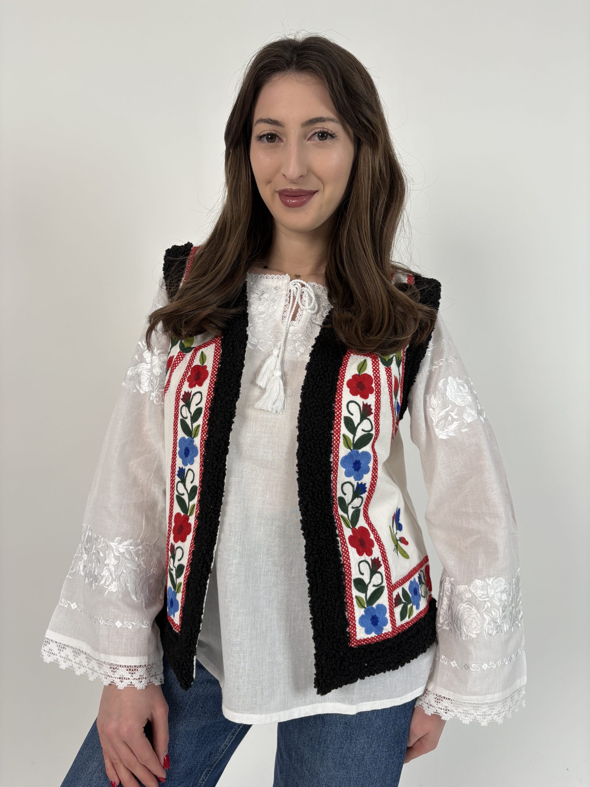Vestă tradițională femei TM2211 motive florale - S
