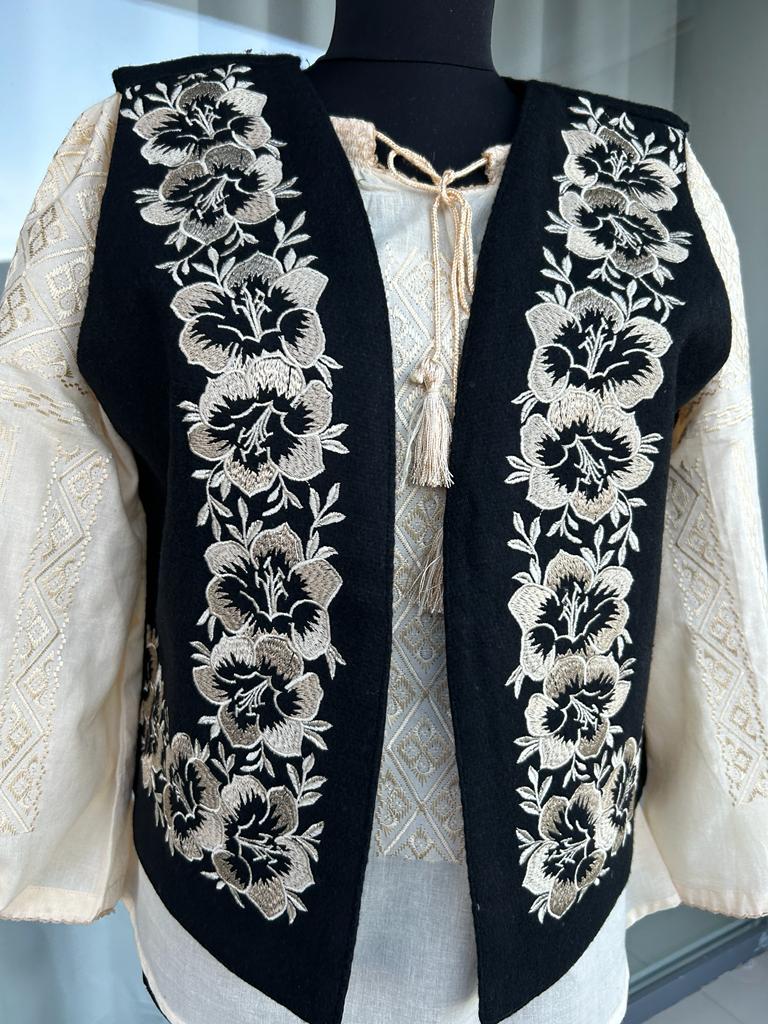 Vestă tradițională femei TM430 - motive florale - - S
