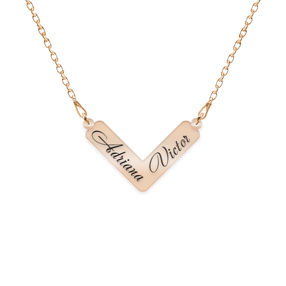 Victory - Colier personalizat cu nume din argint 925 placat cu aur roz