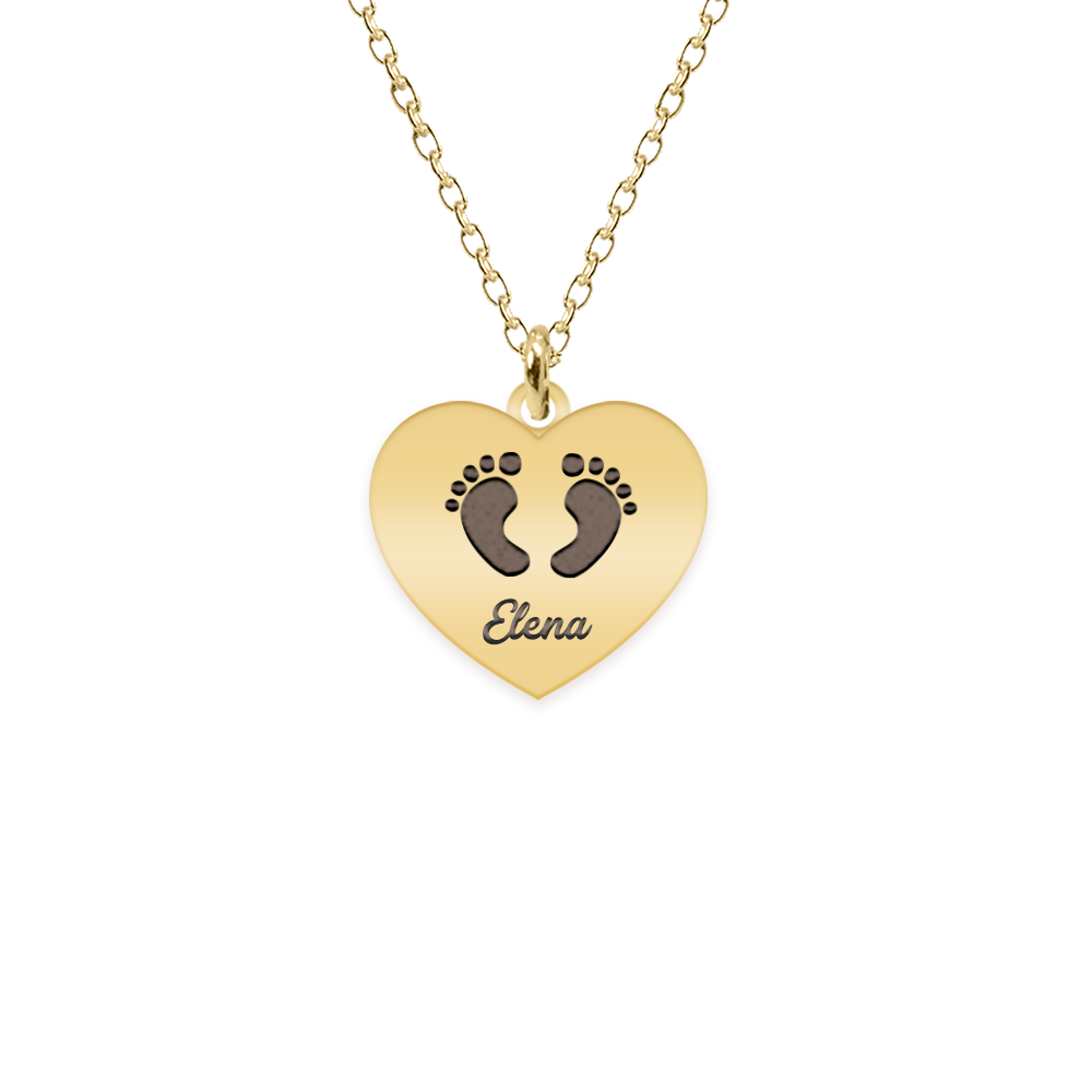 Zonia - Colier personalizat inimioara si talpite din argint 925 placat cu aur galben 24K